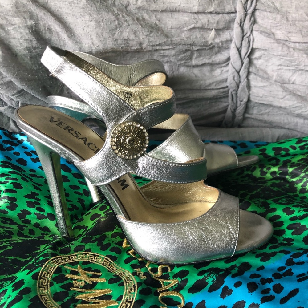 Versace for H & M silver heels size 9